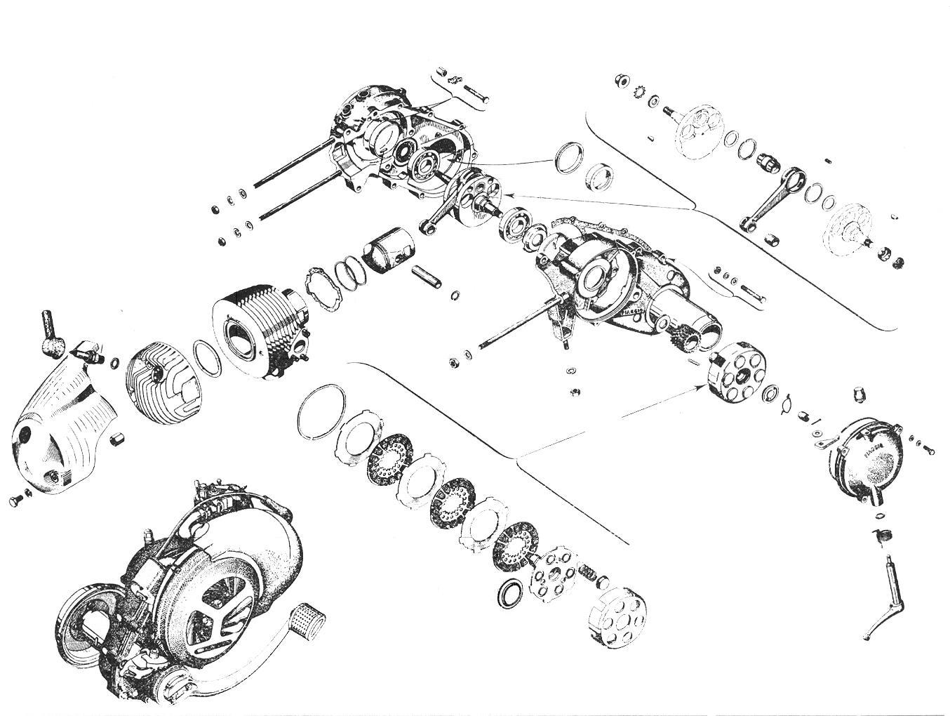 Carter - Albero motore - Frizione - Cilindro - Vespa 150 (VB1T)