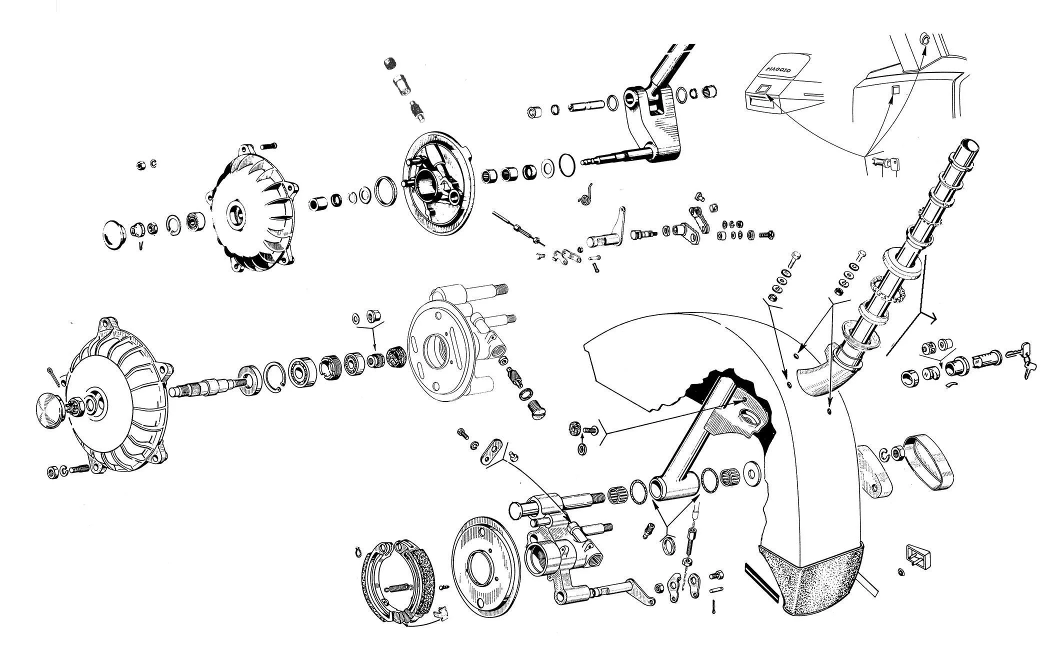 Sterzo - Parafango - Mozzo - Vespa PK 50 S Automatica (VA51T)