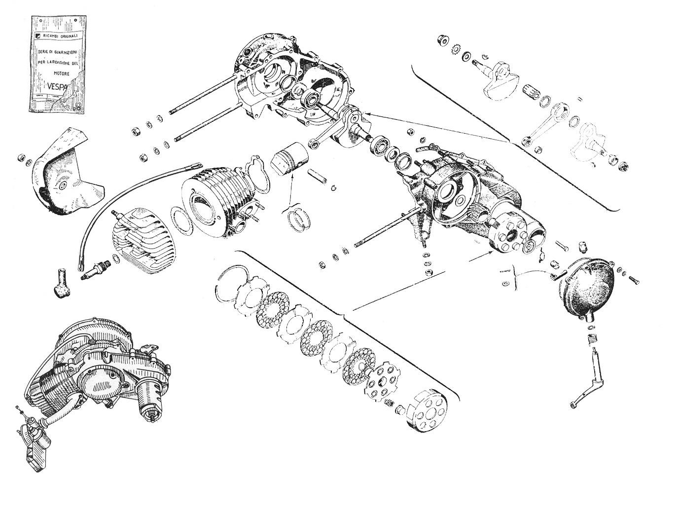 Carter - Albero motore - Frizione - Cilindro - Vespa 125 (V30->33T)