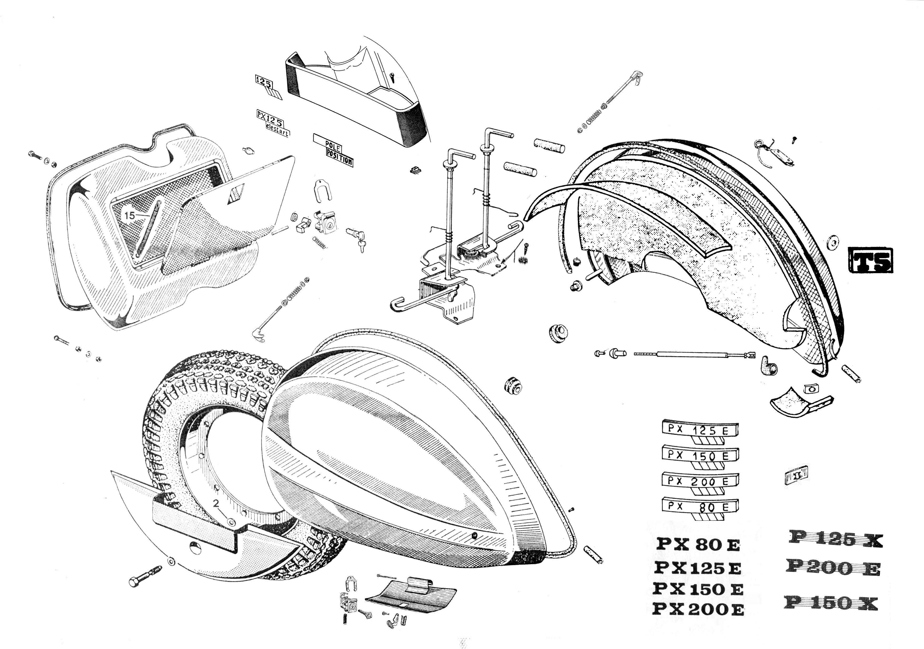 Cofani - Bauletto - Vespa PX 200 E Arcobaleno (VSX1T (Arc))