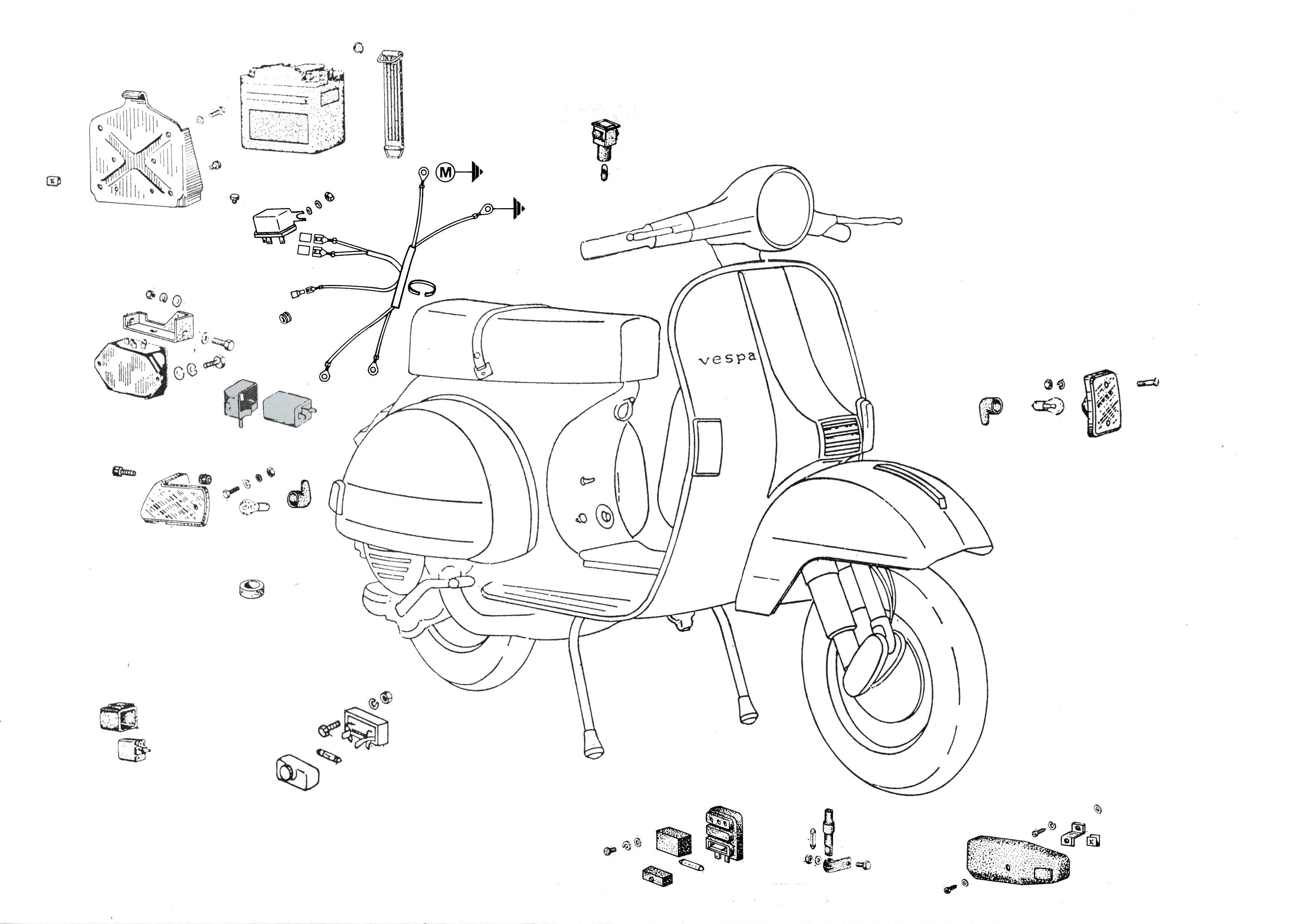 Lampeggiatori - Batteria - Vespa PX 200 E Arcobaleno (VSX1T (Arc))