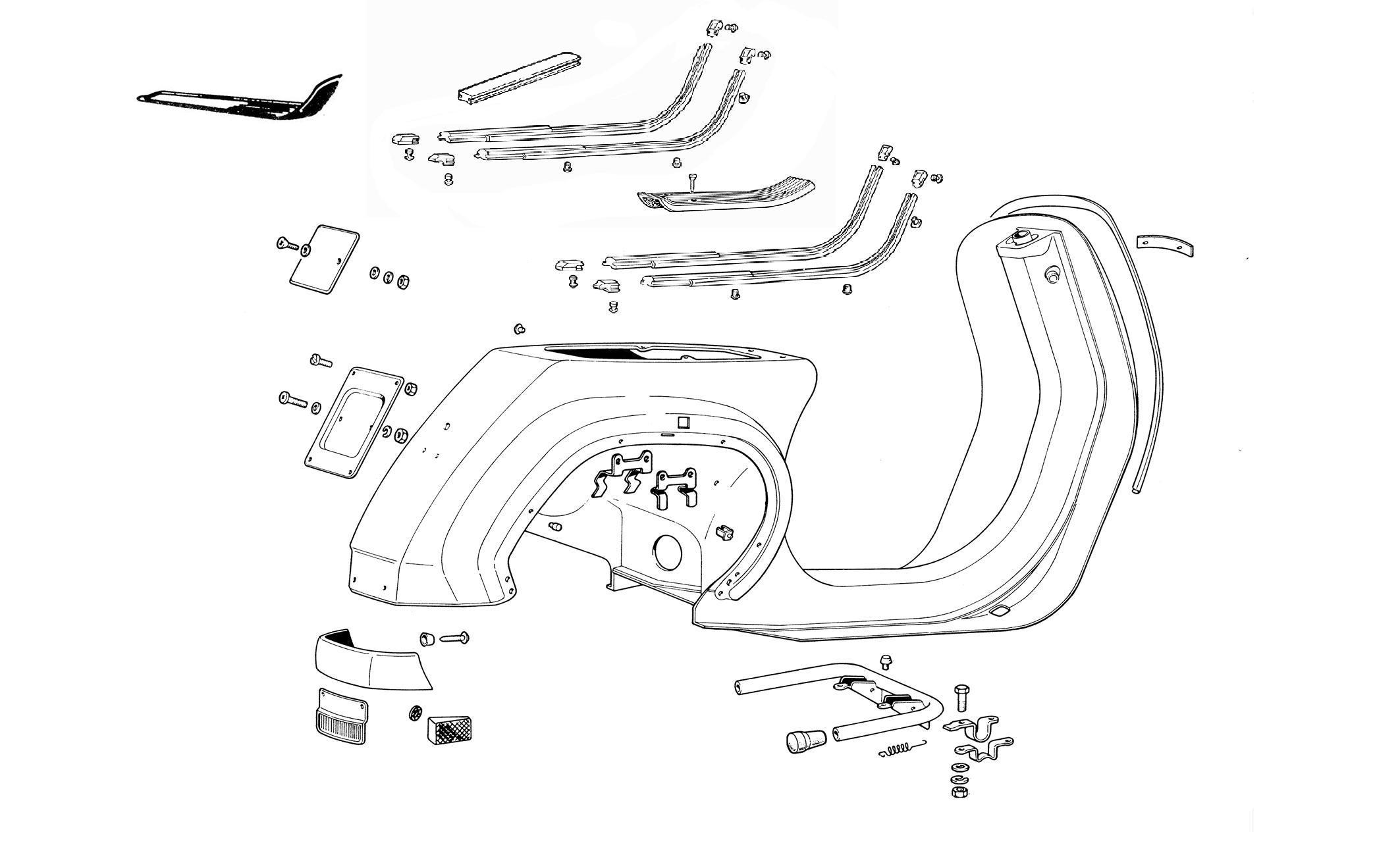 Telaio - Strisce - Cavalletto - Vespa 125 FL (VMX7T)