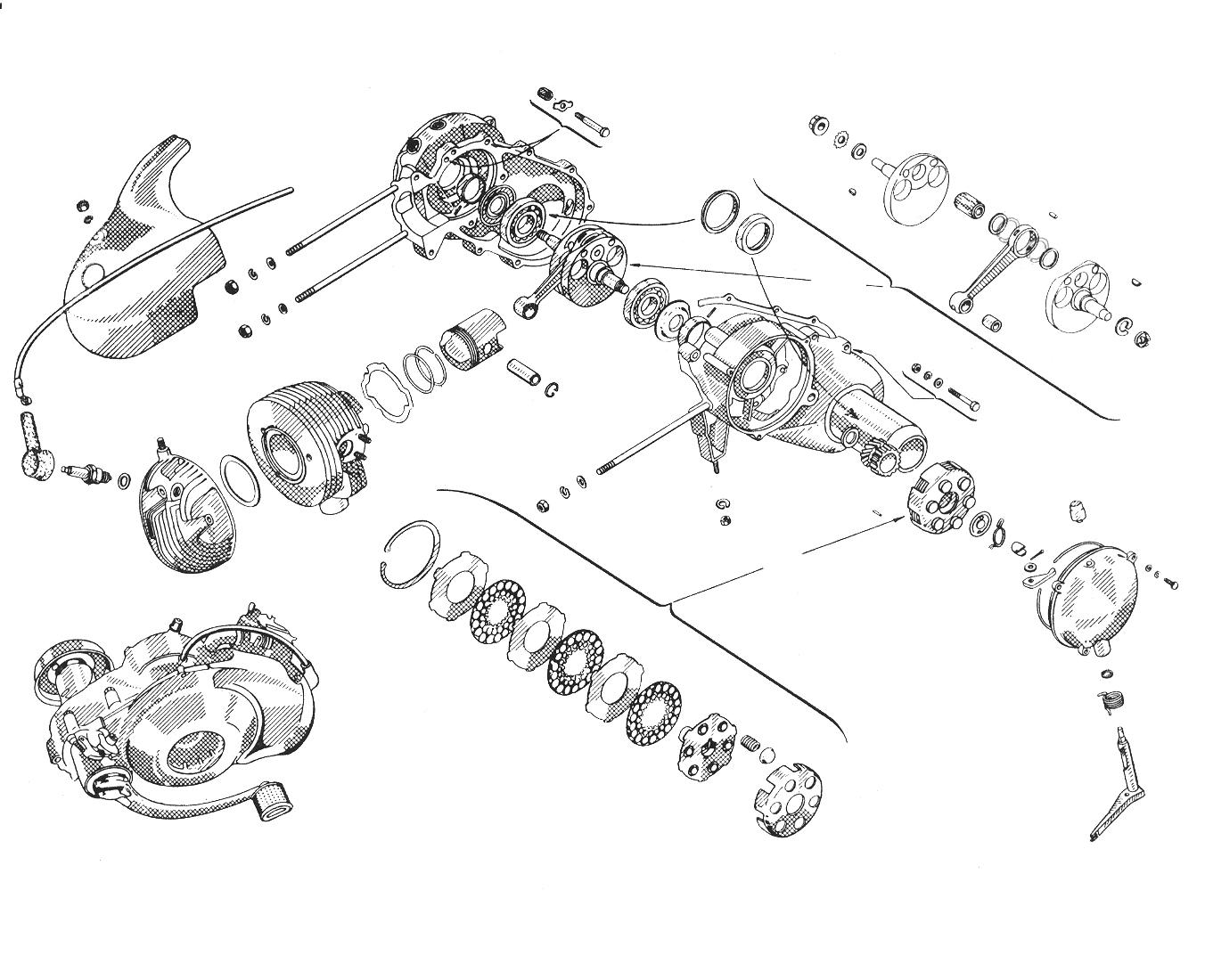 Carter - Albero motore - Frizione - Cilindro - Vespa 125 (VM2T)