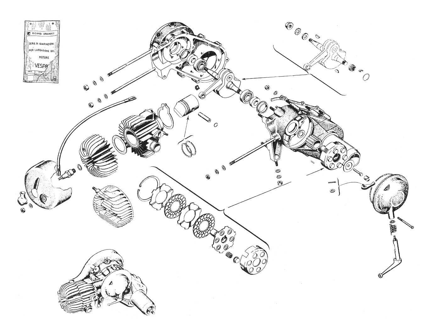 Carter - Albero-motore - Frizione - Cilindro - Vespa 125 (V1T)